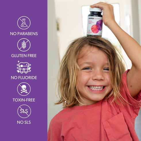 SuperTeeth Chewable Dental Probiotic for Kids & Adults, 60 Strawberry Flavored Tablets, Supports Oral Health