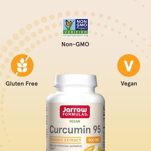 Jarrow Formulas Curcumin 95 500 mg, Turmeric Curcumin Extract for Antioxidant Support, 120 Veggie Capsules
