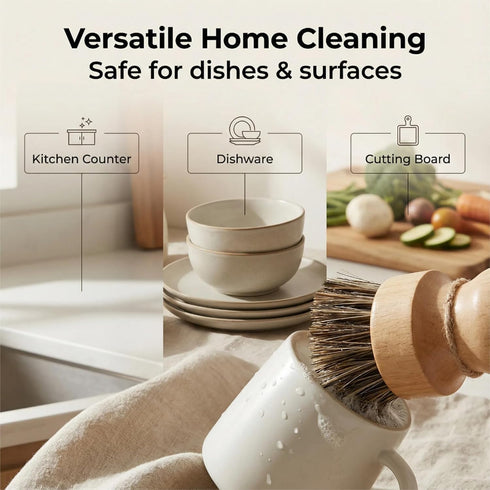 Set, 3 Pack Wooden Dish Scrub Brush - Natural Fiber Kitchen Dish Scrubber for Cleaning Pots, Sink, Tableware