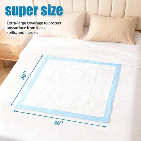 Warmify 60 Count 30" 36" Disposable Bed Pads x for Adults, Kids & Pets Super Absorbent Chucks Pads with Waterproof