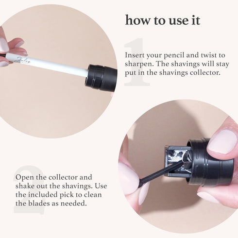 Julep Cosmetic Makeup Pencil Sharpener - Universal Sharpener for Eyeliner, Lip Liner, Eyebrow Pencils