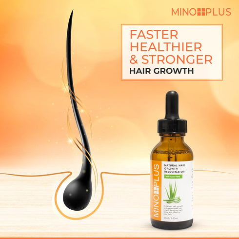 Natural Hair Growth Serum, 60ml / 2fl oz, For Longer, Stronger, Thicker Hair, with Aloe Vera