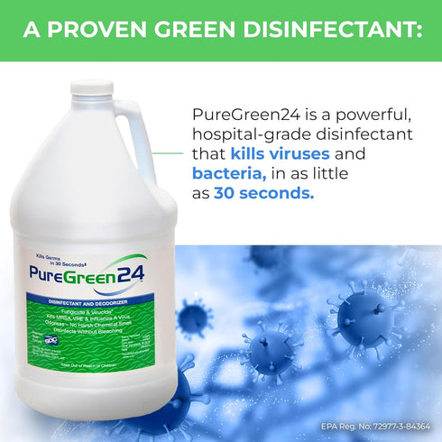 PureGreen24 2026 (2) 4oz Safe & Effective Disinfectant. Kills Deadly Germs including RSV Norovirus MRSA Staph flu Bird
