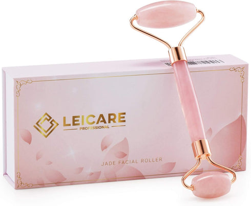 Jade Roller for Face - Rose Quartz Skin Care, Stone Facial Roller, Face Massager for Women, Relieve Stress