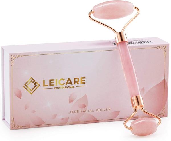 Jade Roller for Face - Rose Quartz Skin Care, Stone Facial Roller, Face Massager for Women, Relieve Stress