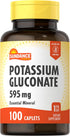Potassium Gluconate 595mg | 100 Count | Essential Mineral Supplement | Vegetarian, Non-GMO, Gluten Free Formula