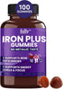 Iron Gummies Supplements for Adults and Kids – Grape Flavor - 100 Count | Supports Anemia, Energy and Focus Levels