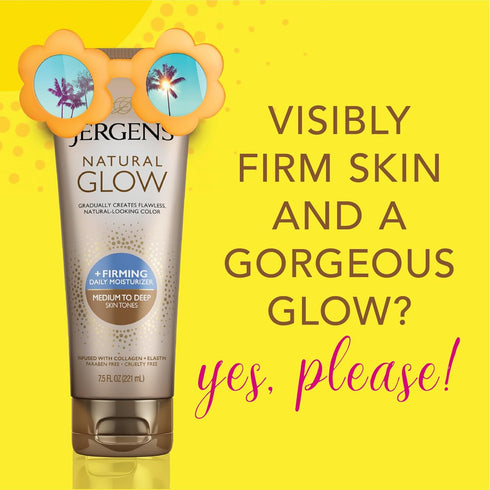 Jergens Natural Glow +FIRMING Self Tanner Body Lotion, Medium to Tan Skin Tone, 7.5 Fl Oz (Pack of 2)