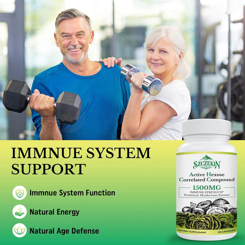 Active Hexose Correlated Compound 1500 mg Supplement - Natural 8 Mushroom Extract for Immune System & Liver Function,