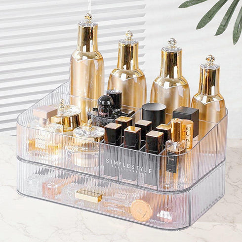 Makeup Organizer with Drawers, Stackable Cosmetic Organization for Vanity, Bathroom Desk Countertop