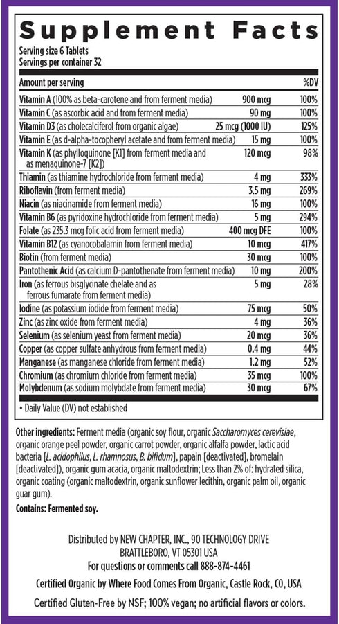 New Chapter Tiny Tabs Multivitamin - 192 Count with 20+ Nutrients for Immune & Stress Support