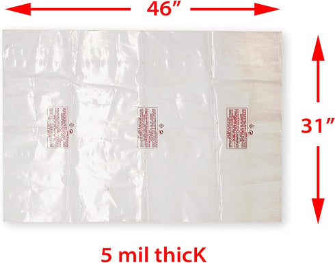 Taytools 5 Pack Clear Plastic Dust Collector Replacement Bags, 31” x 46”, Super Strong 5 mil Thick, Fit 20” Diameter