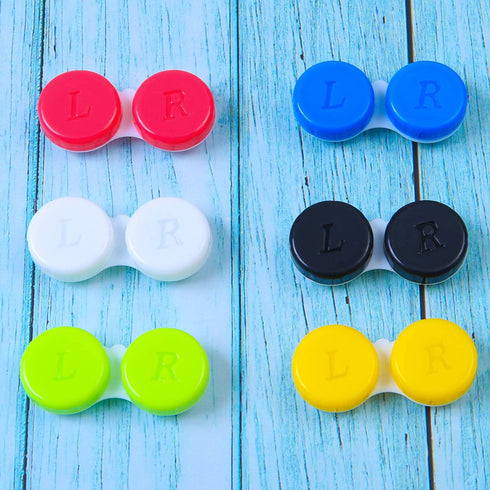 Elcoho 24 Pack Contact Lens Cases, Holder Box for Left/Right Eyes, 6 Colors