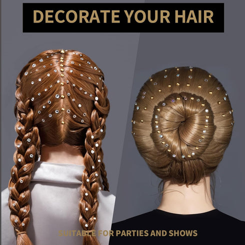 Teenitor 2582Pcs Hair Pearls, Gold Hair Gems for Crafts and Makeup, Available in 3/4/5/6/8mm Sizes
