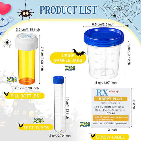 RimCereal 96 8 4oz 15 ml Pcs Graduation Nursing Party Supply, Dram Empty Pill Bottles Push Down and Turn Pill Cases