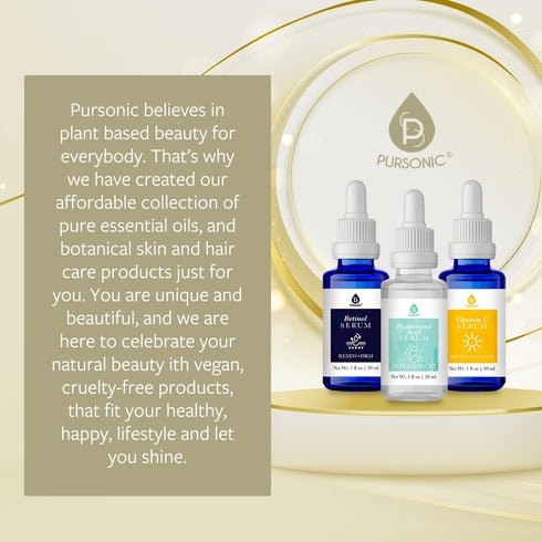 PURSONIC Anti Aging Skin Care Set - 3 Serums: Hyaluronic Acid, Retinol & Vitamin C for Women - Hydrating Face Serum
