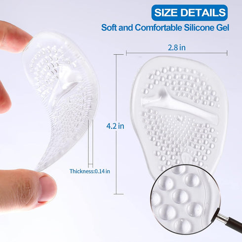 Metatarsal Pads Ball of Foot Cushions for Men and Women, Soft Gel Foot Pads for Pain Relief (4.2"x2.8", 4 Pairs)