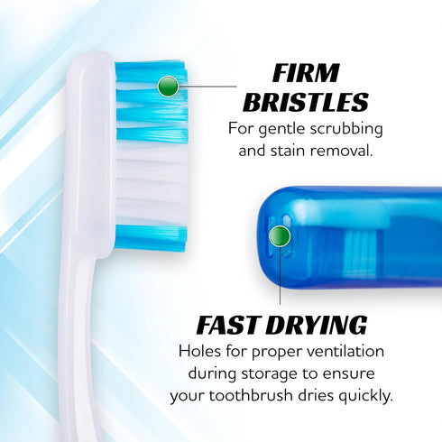 Lingito Mini Travel Toothbrushes, Firm with Cover, Portable Toothbrush Case, Adults Travel Toothbrush Kit (6 Pack)