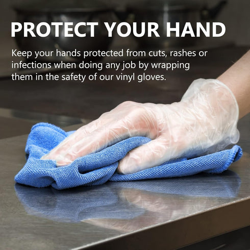squish Disposable Gloves, Clear Vinyl Gloves, Latex Free Powder-Free Cleaning Health Gloves for Kitchen Cooking,