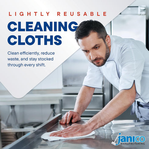 JANICO MANUFACTURING 200 Count 12 24 Janico Food Service Wipes x Lightly Reusable Cleaning Rags Disposable Cleaning
