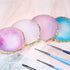 Resin Nail Art Palette, Mixed Color Nail Painting Display Board with Gilded Edge (Pink)