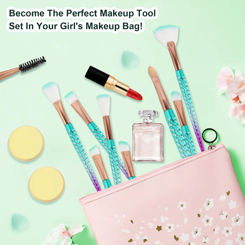 NICEMOVIC Kids Makeup for Girls, 20PCS Princess Makeup Brushes Set, Foundation Eyebrow Eyeliner Blush Tools