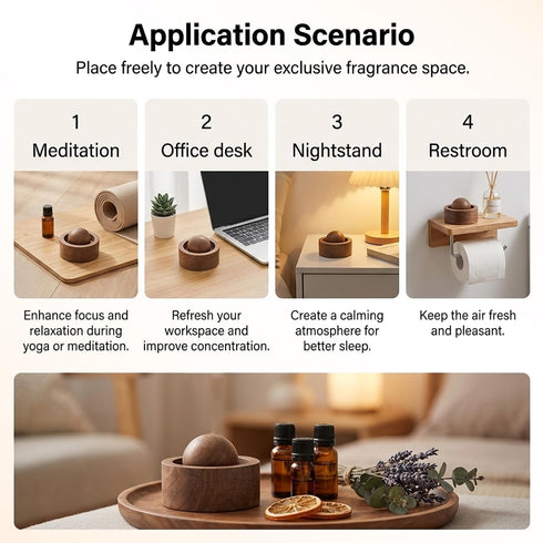 MIJIJHH 2Pcs Passive Diffuser, Passive Essential Oil Diffuser, Versatile Style for Home, Mini Wood Diffuser for Desk
