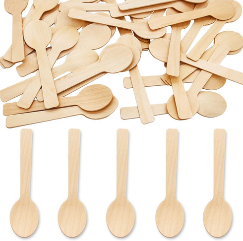 200 Pcs Mini Wooden Spoons, 4 Inch Disposable Biodegradable Dessert Spoons for Parties