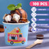 Ninehaoou 100 Set 6 oz Frozen Ice Cream Paper Cups with Spoons Bulk Colorful Disposable Ice Cream Bowls for Hot or Cold
