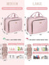 Pink Toiletry Bag Travel with Hanging Hook, Water-resistant Cosmetic Makeup Organizer for Full Sized Toiletries