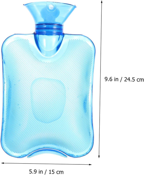 Transparent Blue Hot Water Bottle Portable Reusable Thick Hot Water Bag for Winter Hand Warmer Household Heating Pad