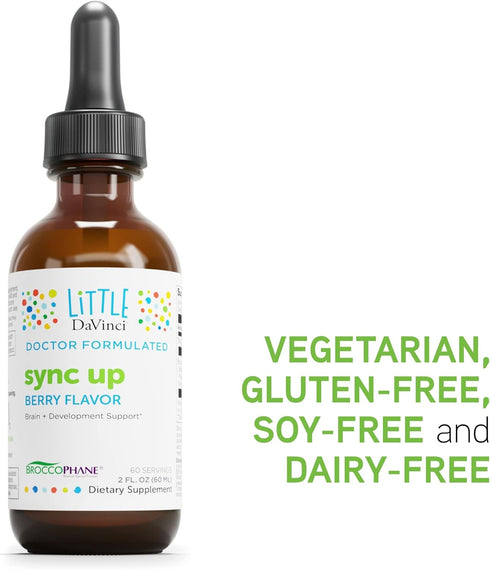 Little DaVinci Sync Up - 2 Fl Oz (60 Servings) Berry Flavor for Brain Health, Immune System & Nervous System Support