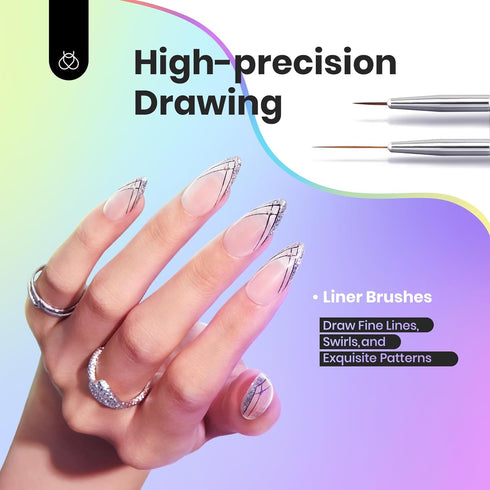 Beetles Nail Art Brushes Set, Gel Polish Design Pen Tools for Nail Cleaning, Liner Brush, and Dotting Pen Gift