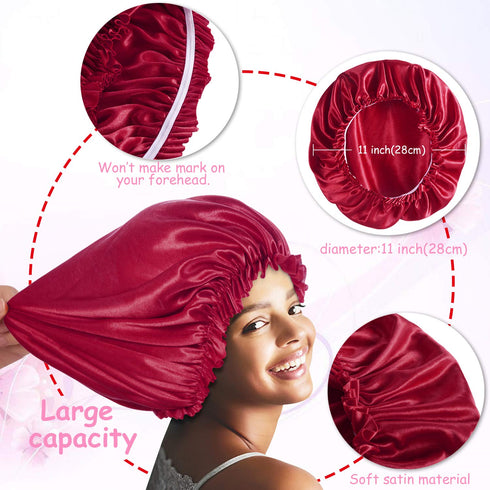 ROYBENS 4PCS Silk Hair Bonnets for Women, Sleeping Cap for Curly Hair and Braids