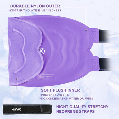 REVIX 20" XXXL Ice Pack for Knee Pain Relief, Large Reusable Cold Packs for Injuries, Purple