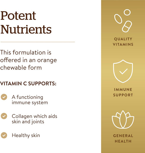 Solgar Vitamin C 500 mg Chewable Tablets - 90 Count - Supports Healthy Skin & Joints - Non-GMO, Vegan