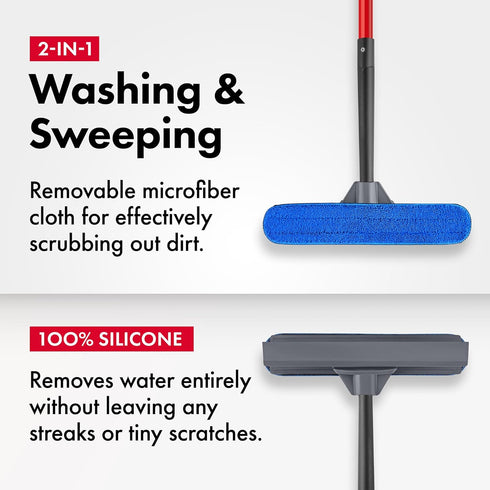 Tyroler 2-in-1 High Window Cleaner Squeegee | 12"-80" Anti-Rust Handle | 100% Silicone Scratch Free for Superior Durability and Protection by Tyroler Bright Tools