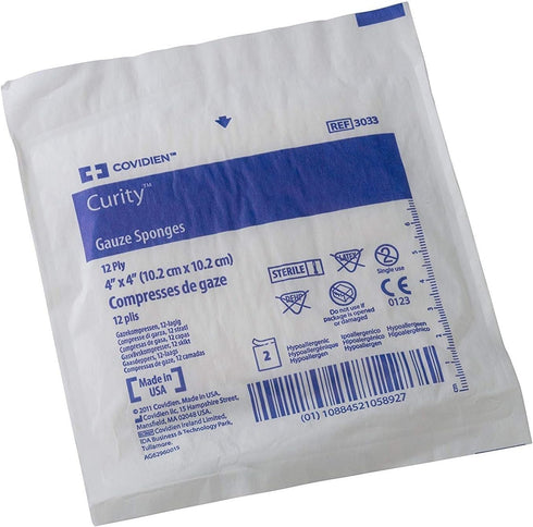 Health Care Logistics 3033 Curity Gauze Sponge, Sterile 2's in Peel-Back Package, 4" x 4",
