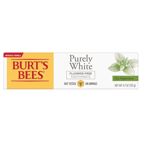 oz, 4.7 Burt's Bees, Toothpaste Fluoride Free Purely White Zen Peppermint, Ounce