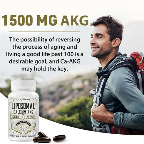 Liposomal Calcium AKG Supplement 1500 MG - High Absorption for Longevity & Cellular Energy, 60 Softgels