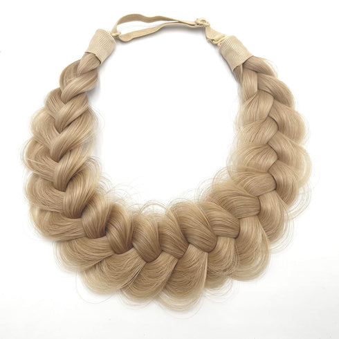 TOECWEGR Synthetic Hair Braided Headband, Classic Wide Strands Wedding Fluffy Braids Wig Band