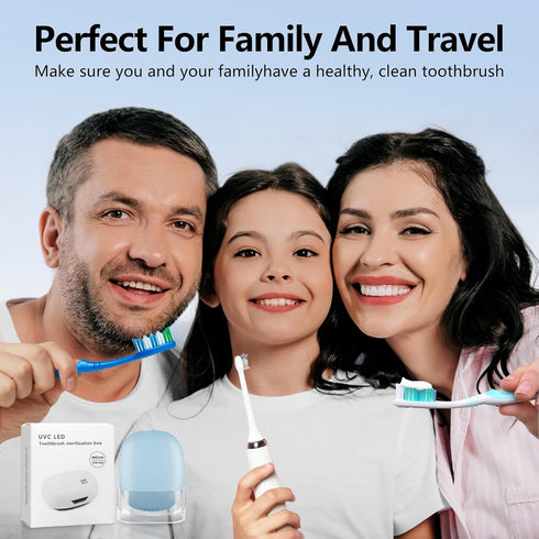 UV Toothbrush Covers Case Sanitizer and Holder with Light, Rechargeable Portable Toothbrush Cleaner Case, Fan (Blue)