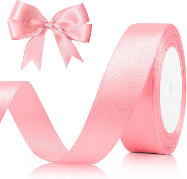 Pink Ribbon for Gift Wrapping - 1 Inch 25 Yards - Pink Satin Ribbon for Teacher Appreciation, Thanksgiving, Floral