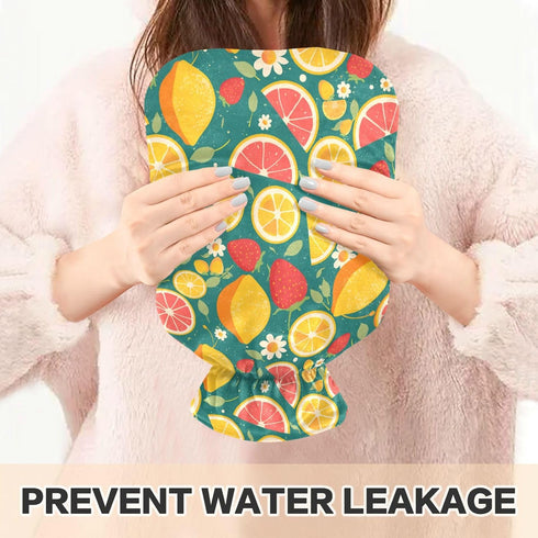 SyXIOP Summer 2L Fresh Fruits Blue Water Bottle for hot Water with Soft Cover, Warm Water Bottle for Bed for Menstrual