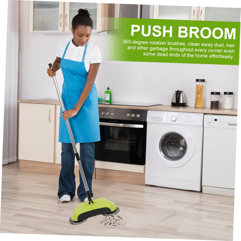 3 in 1 Push Sweeper Carpet Broom - Manual Push Floor Sweeper and Dustpan for Household Cleaning