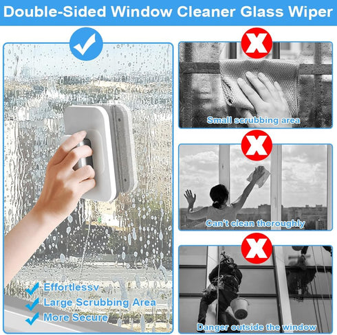 SEILETOO 2025 Set, New Magnetic Windshield Cleaner Tool Car Window Cleaner Magnetic Tool, Double-Sided Window Cleaner