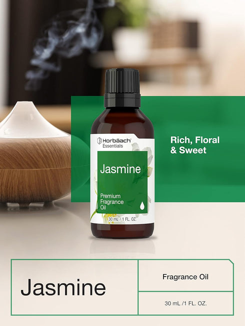 Horbaeach Jasmine Fragrance Oil, 1 fl oz (30ml), Premium Grade for Diffusers, Candle and Soap Making