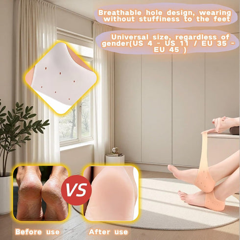 SAYUANVA 2 Heel Sleeves for Women & Men, Silicone Heel Protectors for Cracked Heels & Plantar Fasciitis Pain Relief