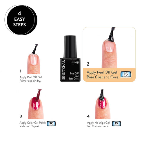 Sensationail Peel Off Formula Gel Nail Polish Base Coat Refill, Clear, 0.25 Fl Oz
