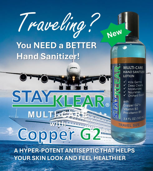 StayKlear (3.4 Oz) G2(R), B3, B5; New Multi-Care Hand Sanitizer Lotion Fl Travel Size with Copper Vitamin
